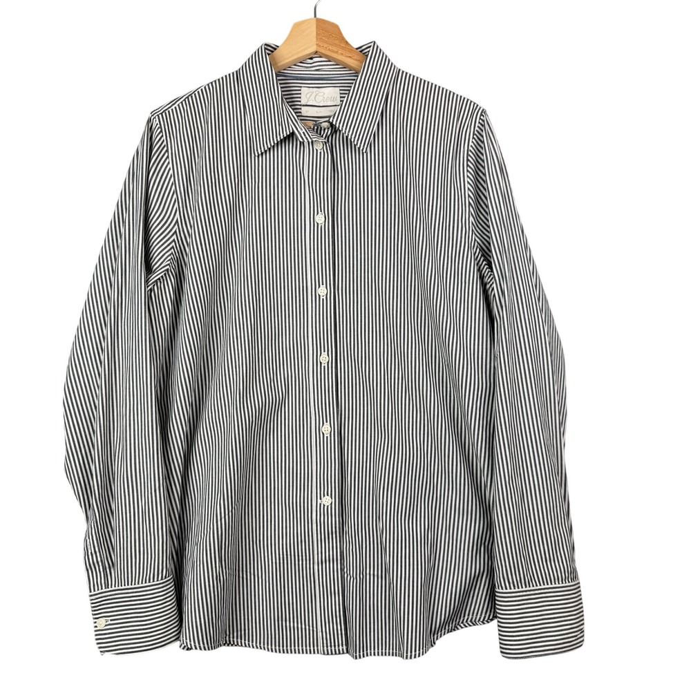 J.Crew Slim Fit Black White Striped Button‎ Up Shirt Women's Size 6T Long Sleeve